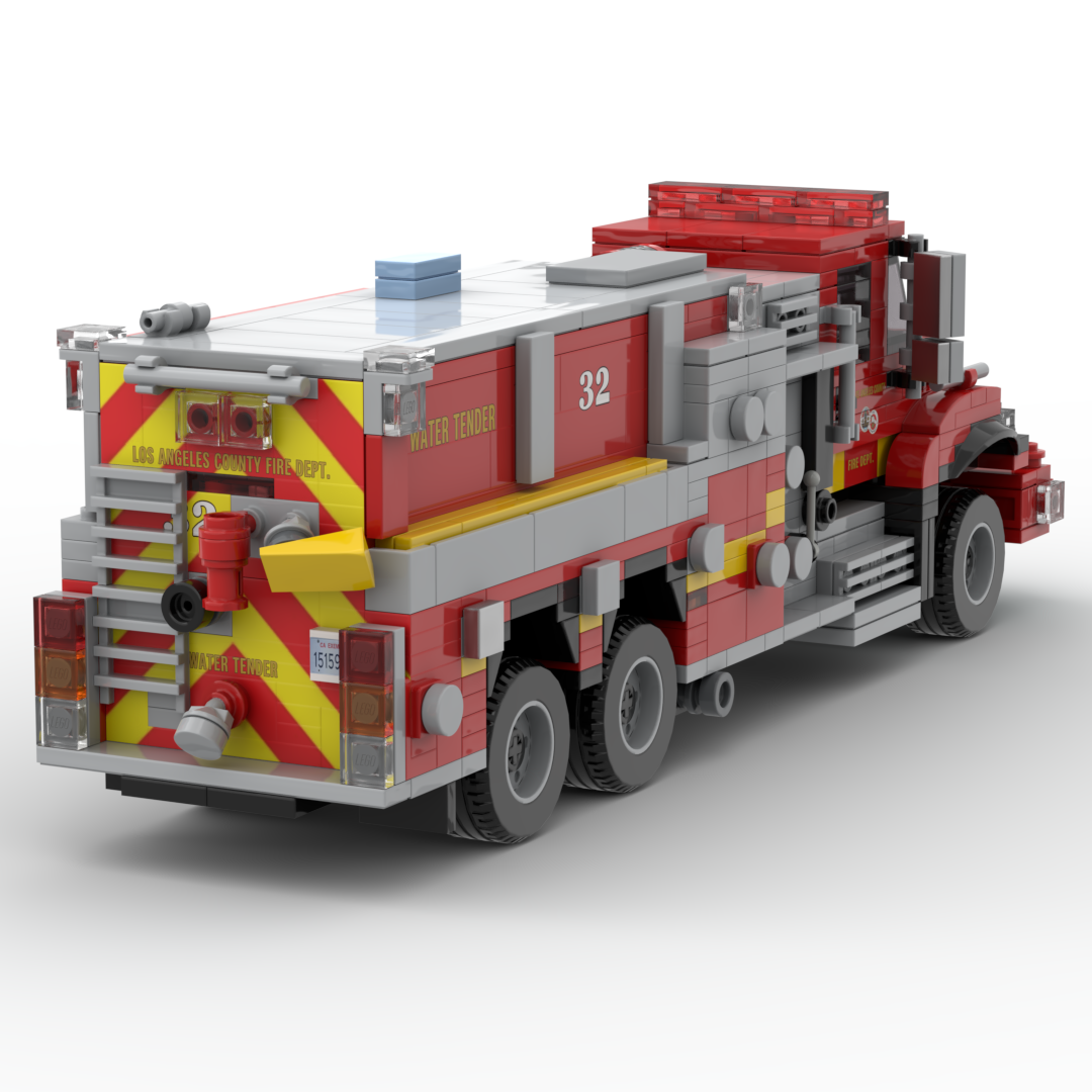 LA County FD Tender 32 | 2017 Rosenbauer-Freightliner Tender brick model, view 3
