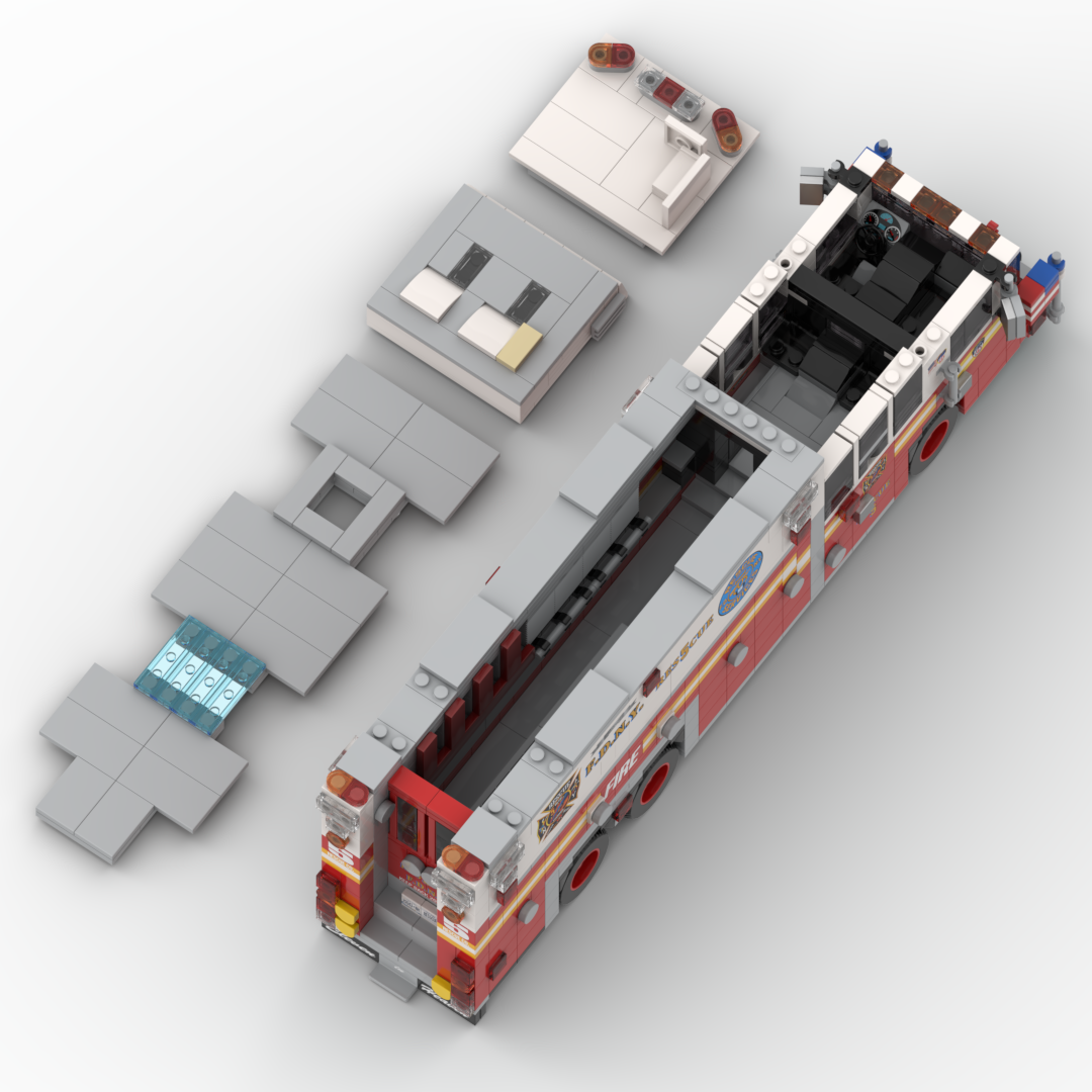 FDNY Rescue 5 | 1996 HME 1871 / Saulsbury Heavy Rescue brick model, view 7