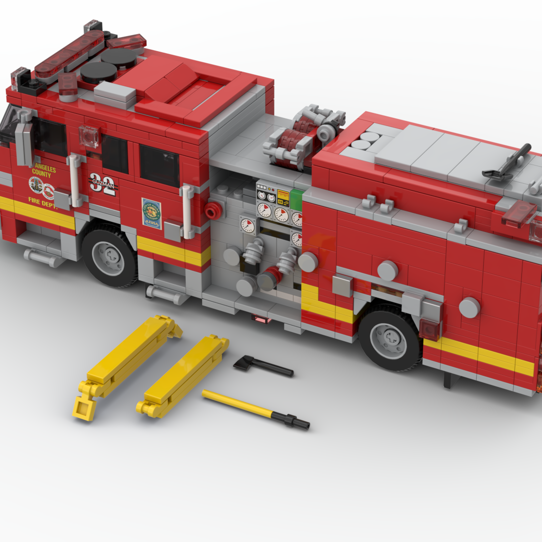 LA County FD Engine 32 | 2018 KME Predator Severe Service Structure Engine brick model, view 3