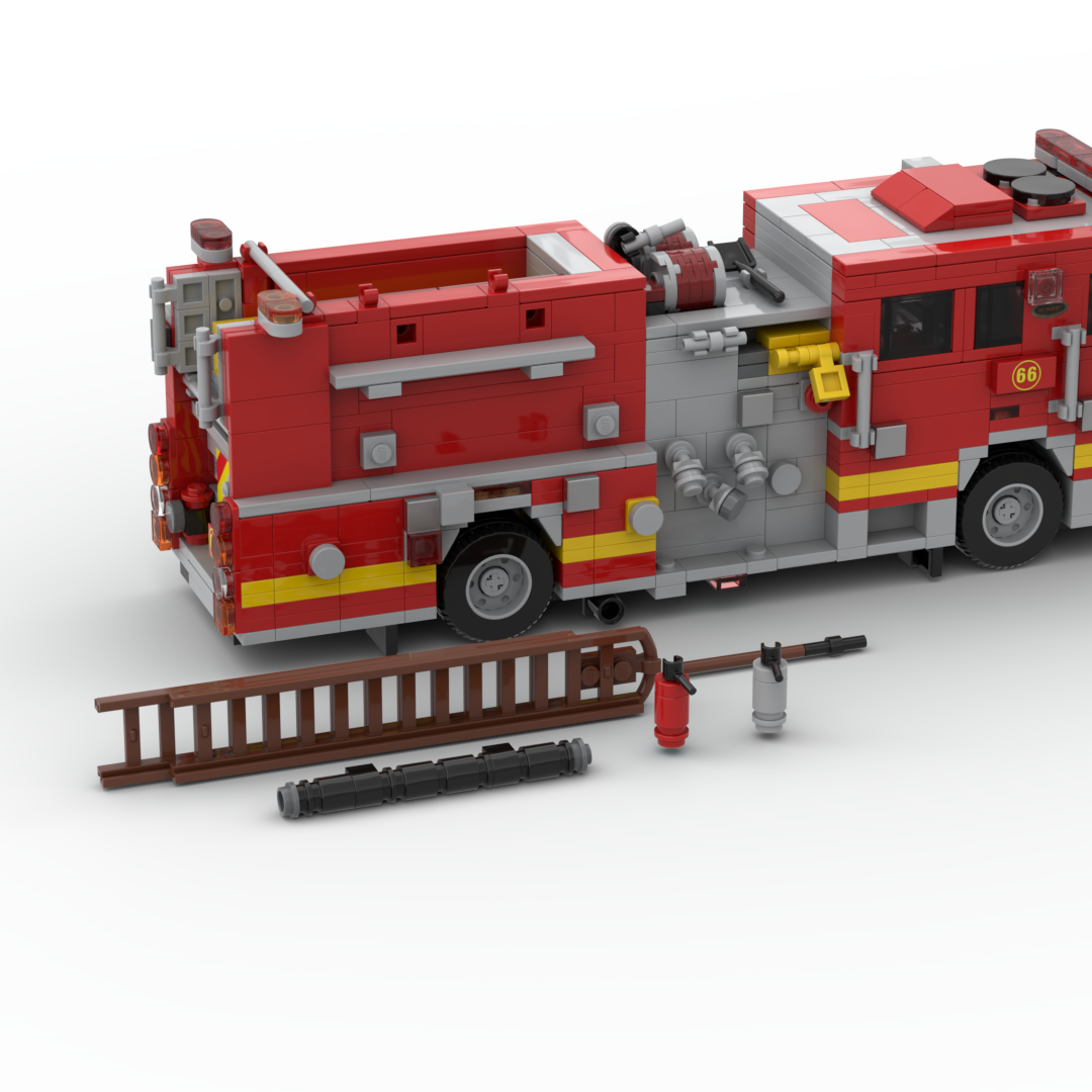 LA County FD Engine 66 | 2006 KME Predator Severe Service Structure Engine brick model, view 5