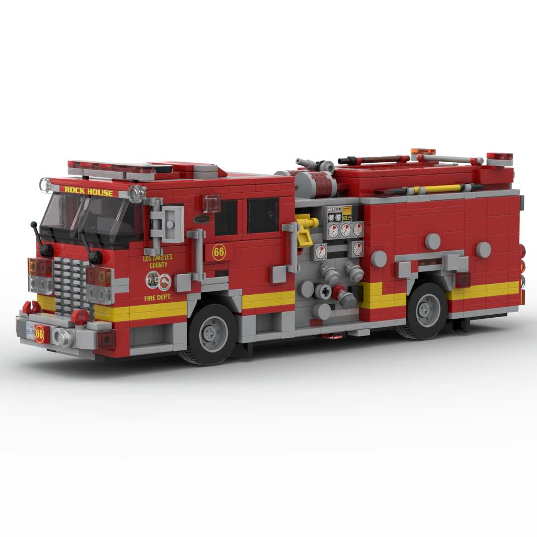 LA County FD Engine 66 | 2006 KME Predator Severe Service Structure Engine brick model, view 2