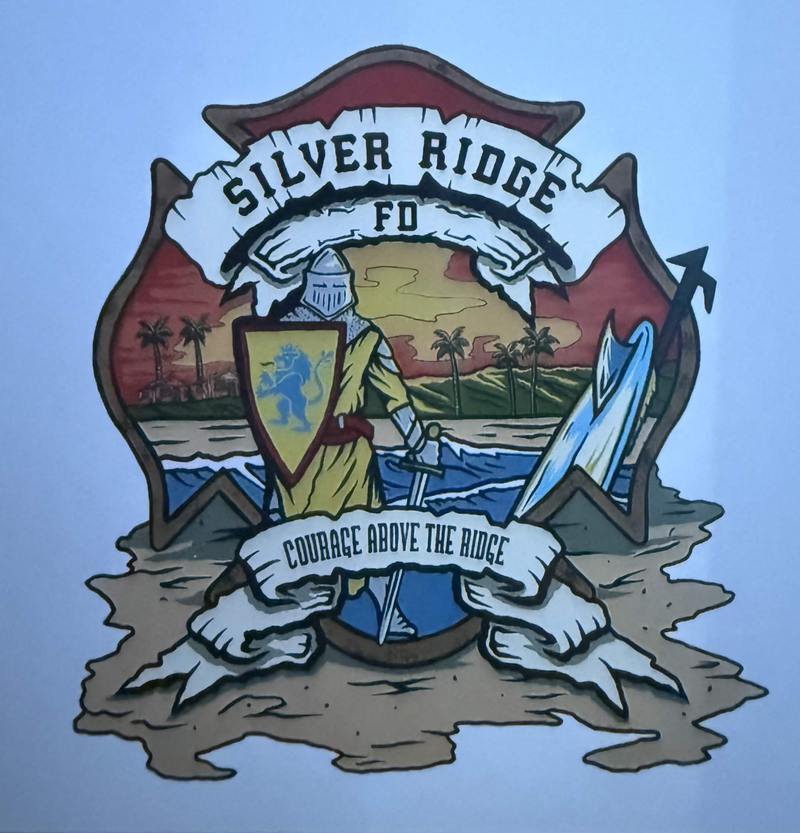 Silver Ridge Fire Department Logo Sticker brick model, view 3