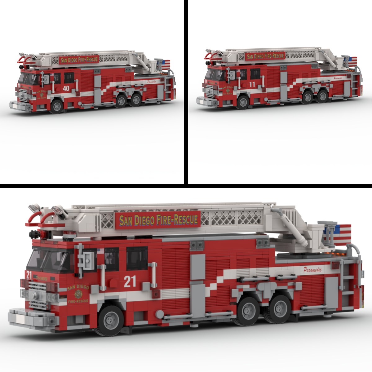 San Diego F&R Trucks 11, 21 & 40 | 2016-2017 Pierce Arrow XT Rear Mount Aerial brick model