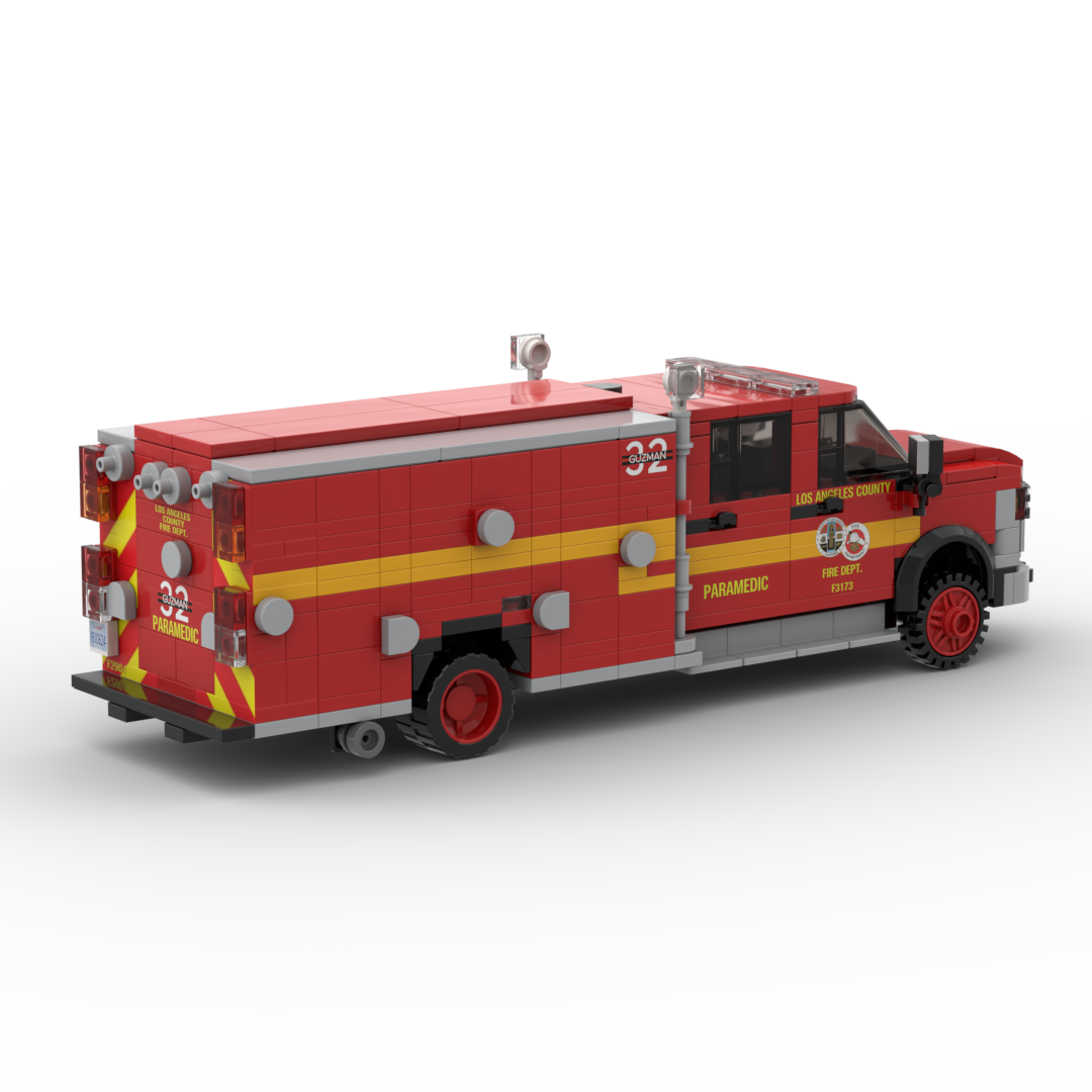 LA County FD Squads 32 & 36 | 2019-2023 RAM 4500 Squad brick model, view 3