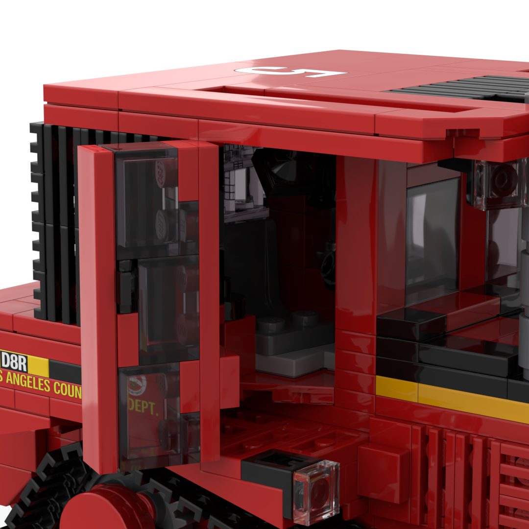LA County FD Dozer Team 5 | Peterbilt 367 and CAT D8R brick model, view 6