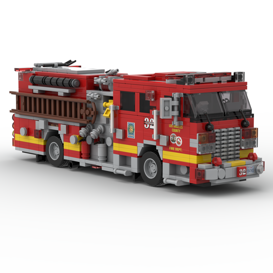 LA County FD Engine 32 | 2018 KME Predator Severe Service Structure Engine brick model, view 4