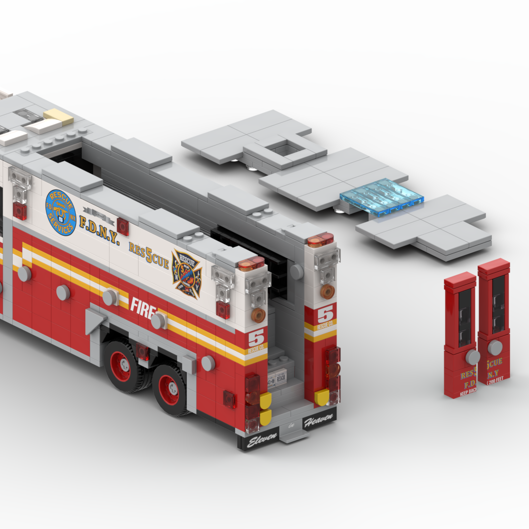 FDNY Rescue 5 | 1996 HME 1871 / Saulsbury Heavy Rescue brick model, view 4
