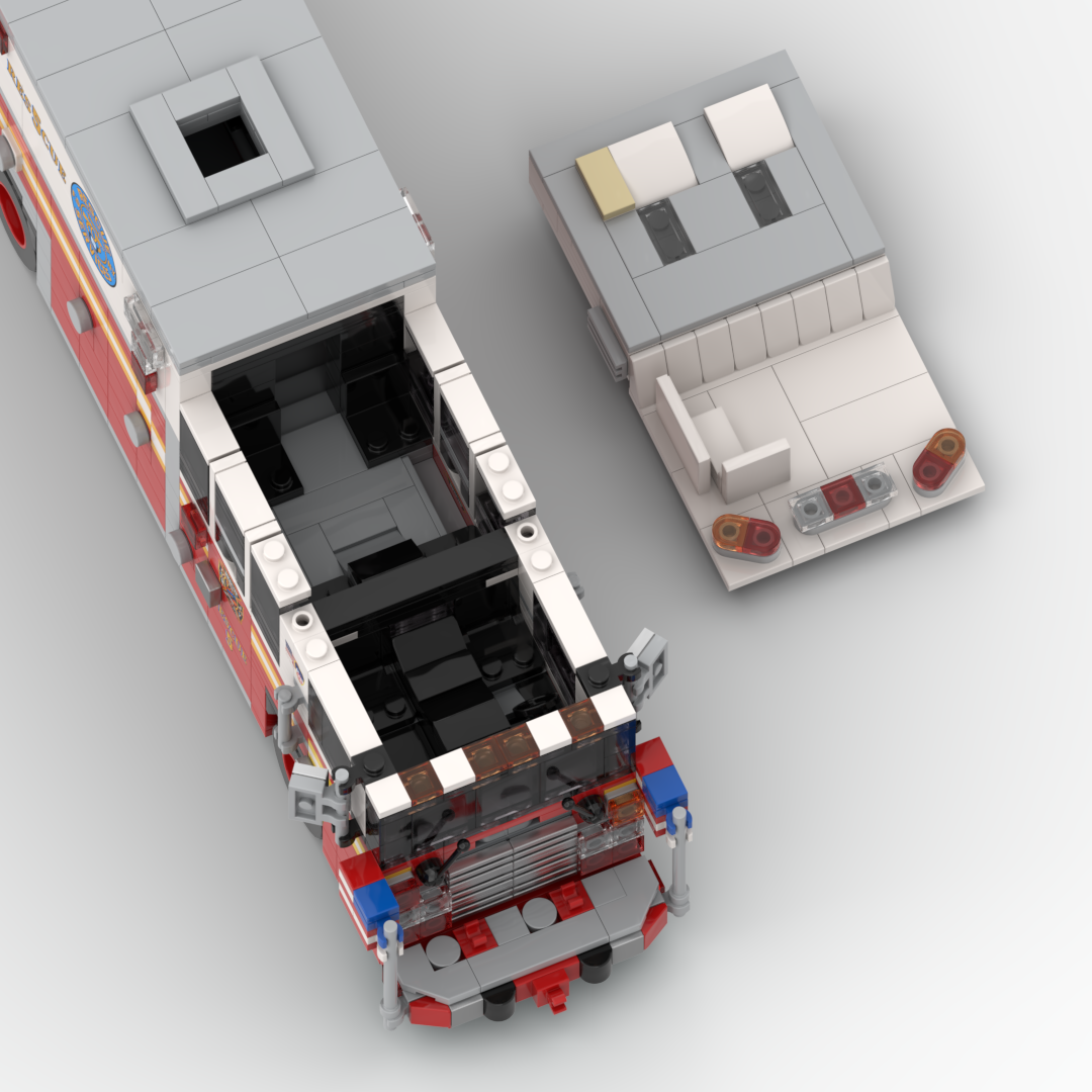 FDNY Rescue 5 | 1996 HME 1871 / Saulsbury Heavy Rescue brick model, view 6