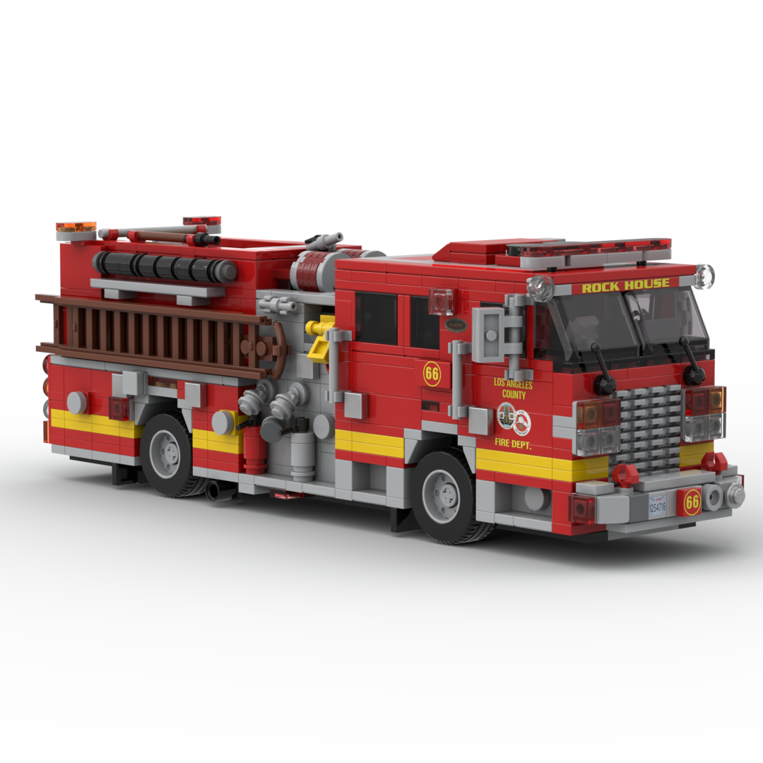 LA County FD Engine 66 | 2006 KME Predator Severe Service Structure Engine brick model, view 4