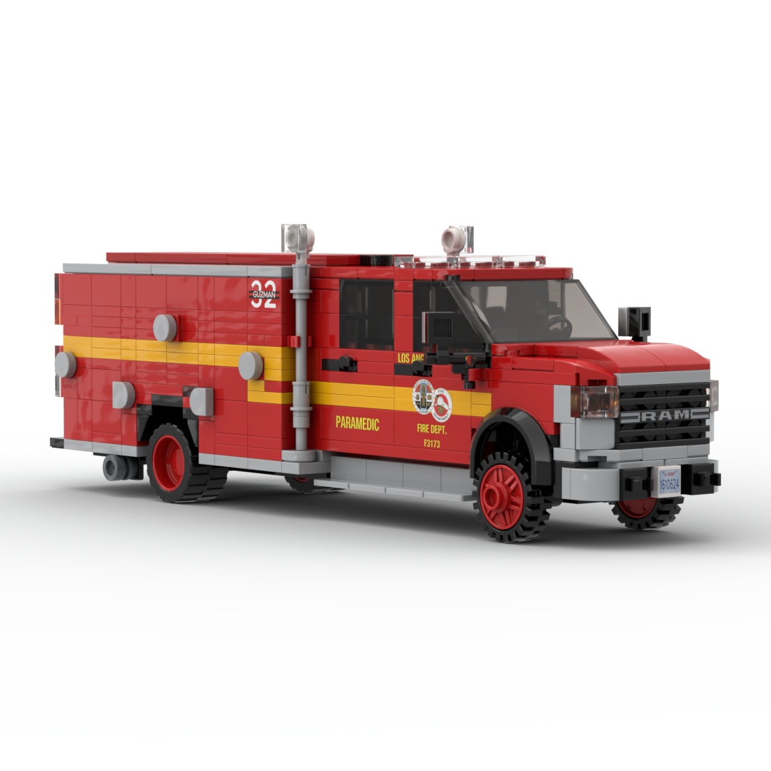 LA County FD Squads 32 & 36 | 2019-2023 RAM 4500 Squad brick model, view 4