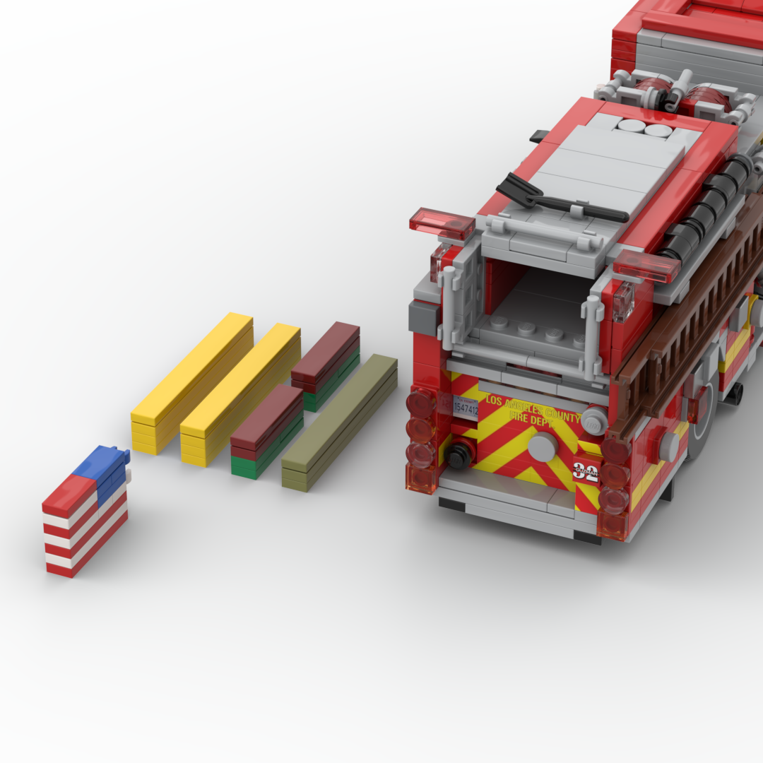 LA County FD Engine 32 | 2018 KME Predator Severe Service Structure Engine brick model, view 6