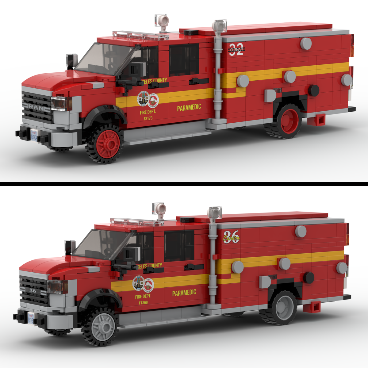 LA County FD Squads 32 & 36 | 2019-2023 RAM 4500 Squad brick model