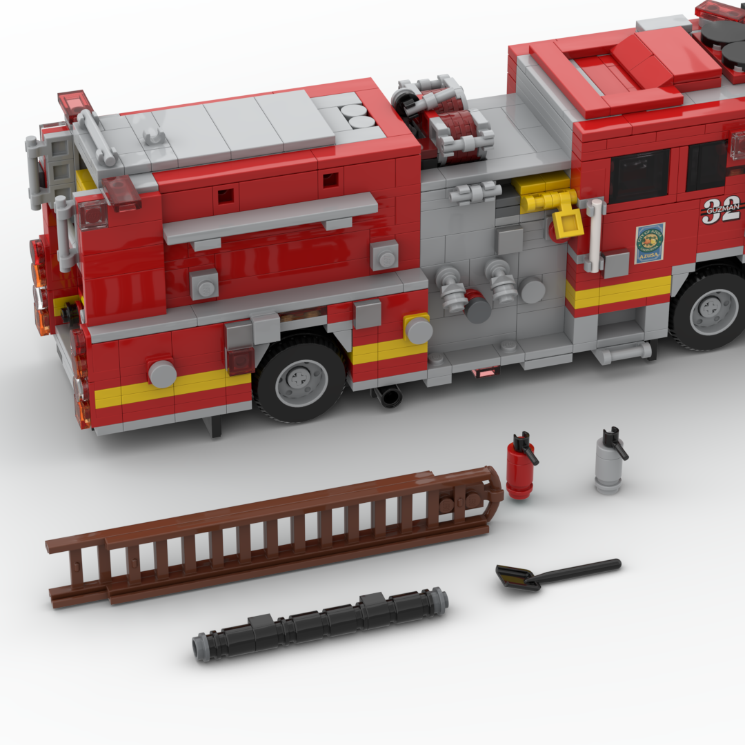 LA County FD Engine 32 | 2018 KME Predator Severe Service Structure Engine brick model, view 5