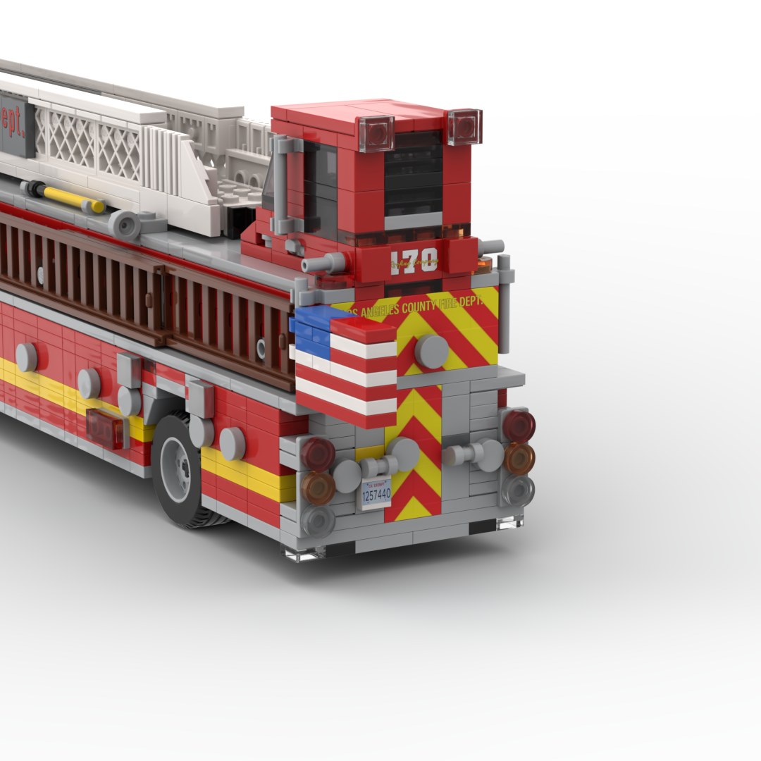 LA County FD Truck 170 | 2007 KME Predator Severe Service Tiller brick model, view 4