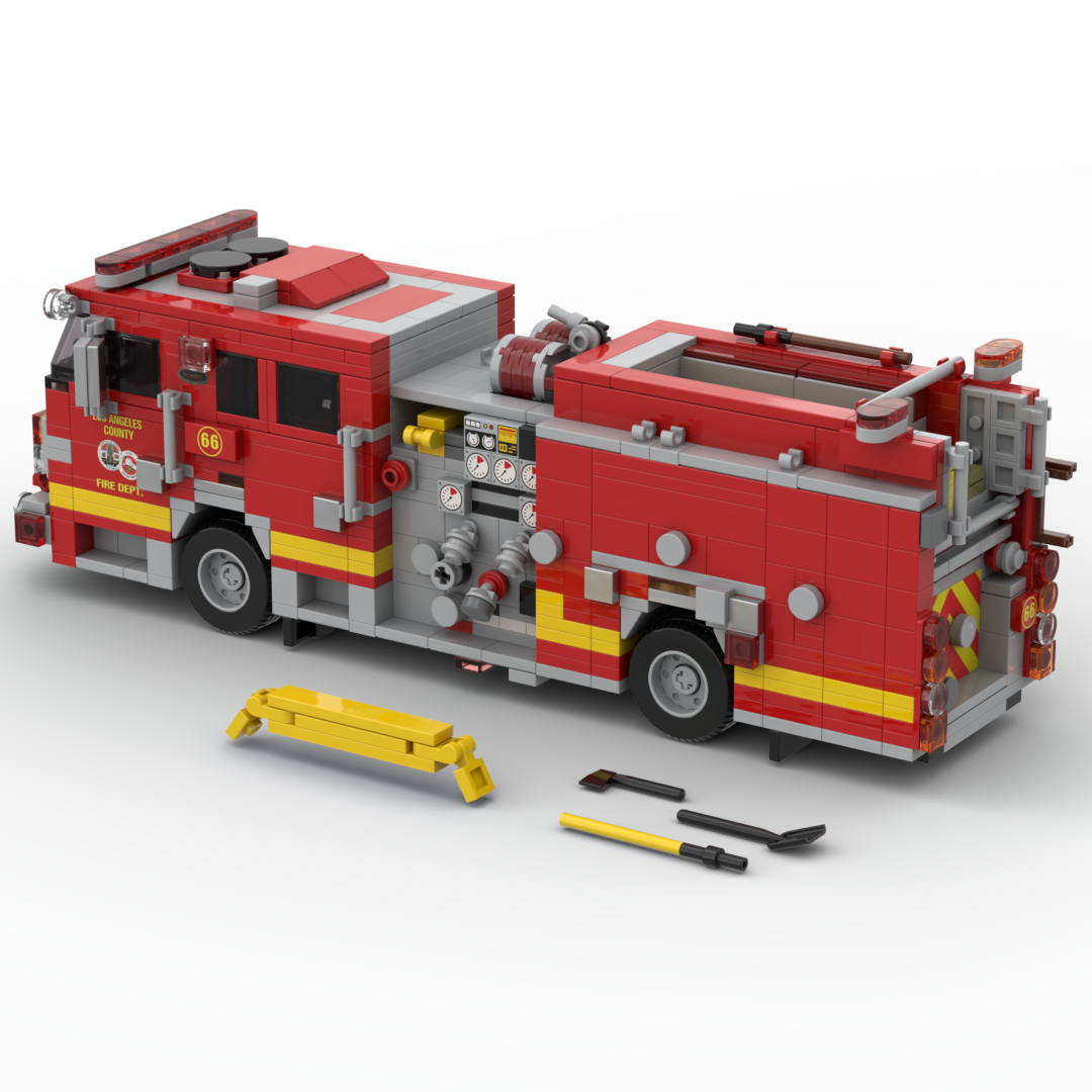 LA County FD Engine 66 | 2006 KME Predator Severe Service Structure Engine brick model, view 3