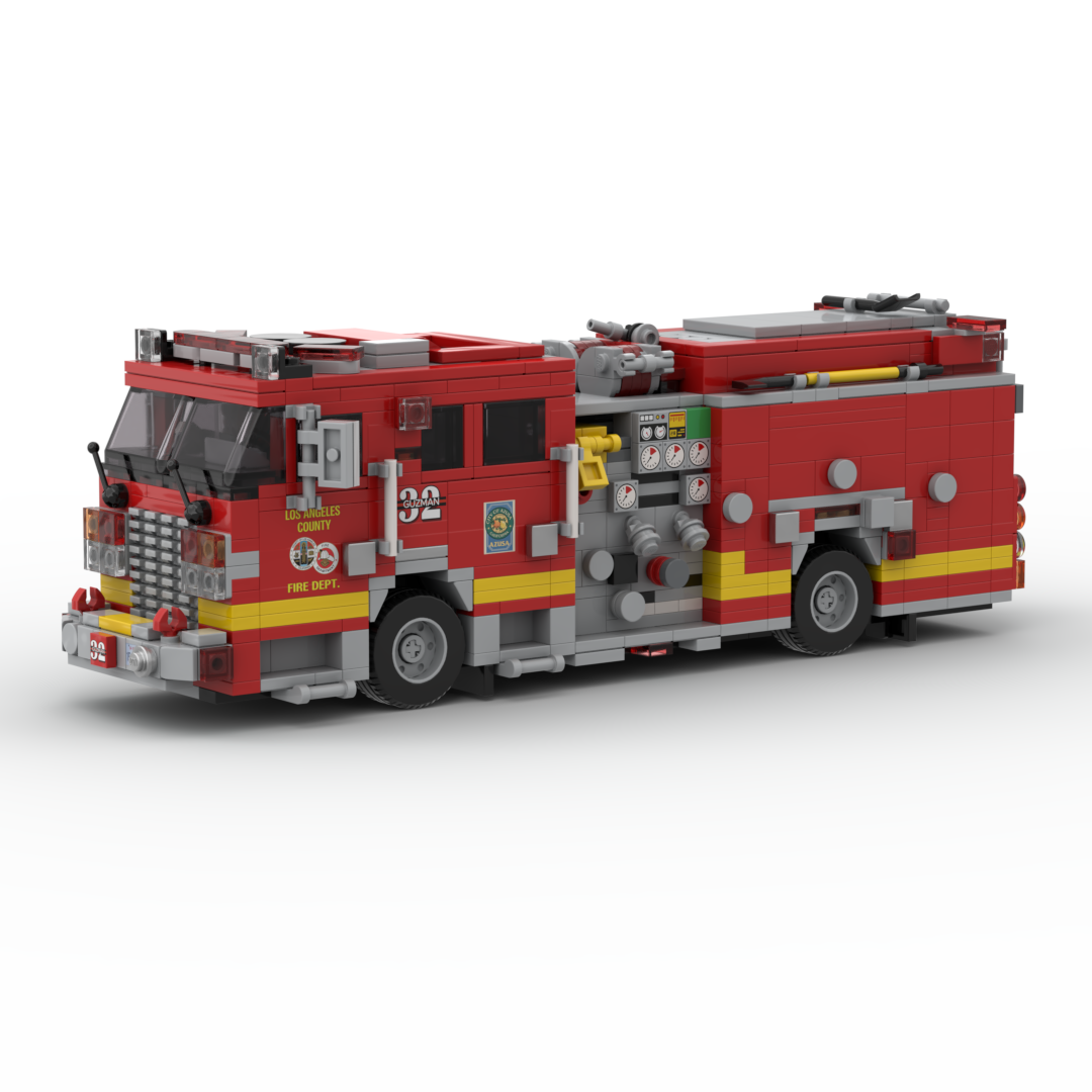 LA County FD Engine 32 | 2018 KME Predator Severe Service Structure Engine brick model, view 2