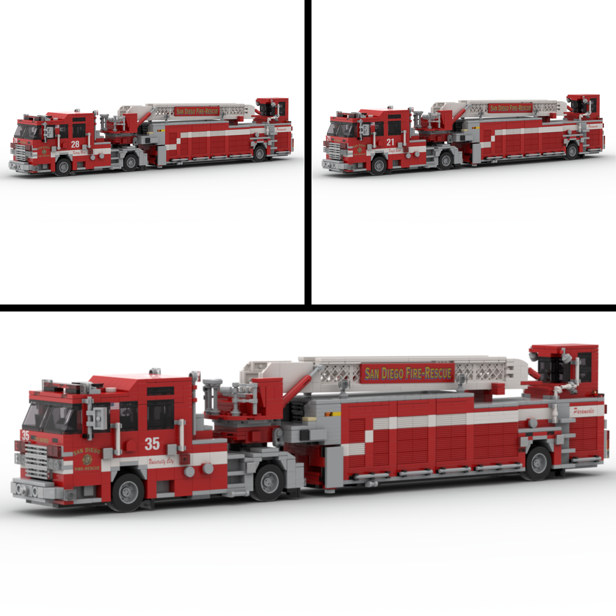 San Diego F&R Trucks 21, 28 & 35 | 2020-2025 Pierce Arrow XT Tiller brick model