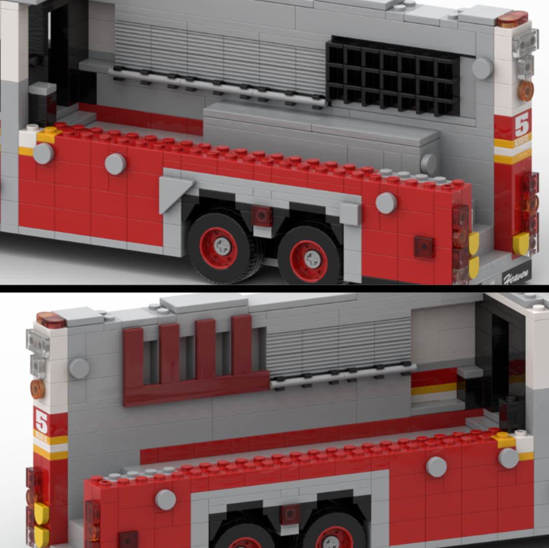 FDNY Rescue 5 | 1996 HME 1871 / Saulsbury Heavy Rescue brick model, view 5