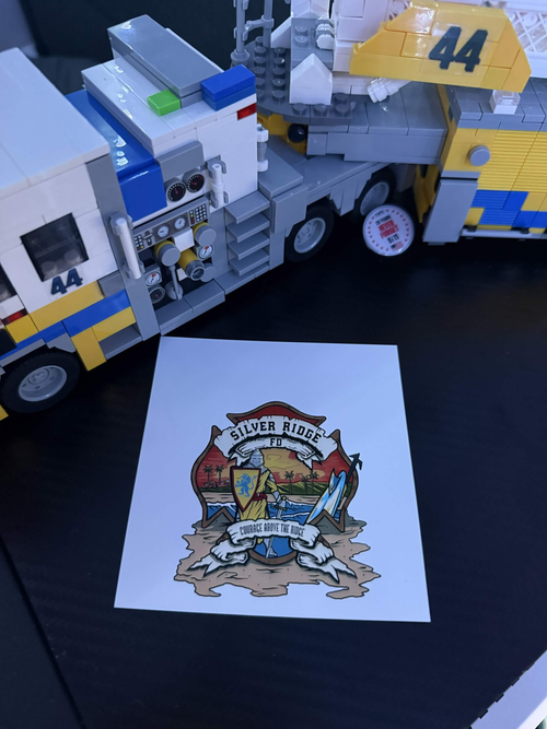 Silver Ridge Fire Department Logo Sticker brick model, view 2