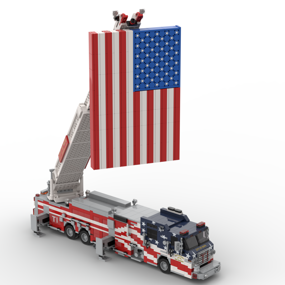 Napa City FD Truck 1 | 2012 Pierce Velocity Rear Mount Aerial brick model, view 6